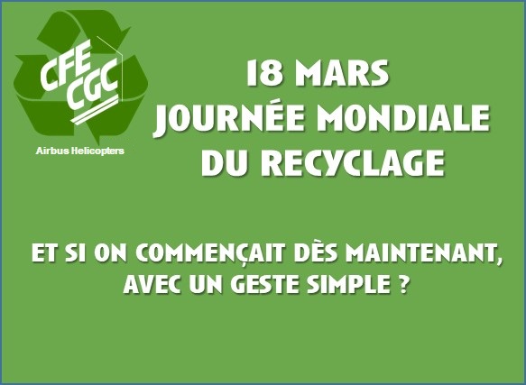 18 mars… Journée mondiale du recyclage !